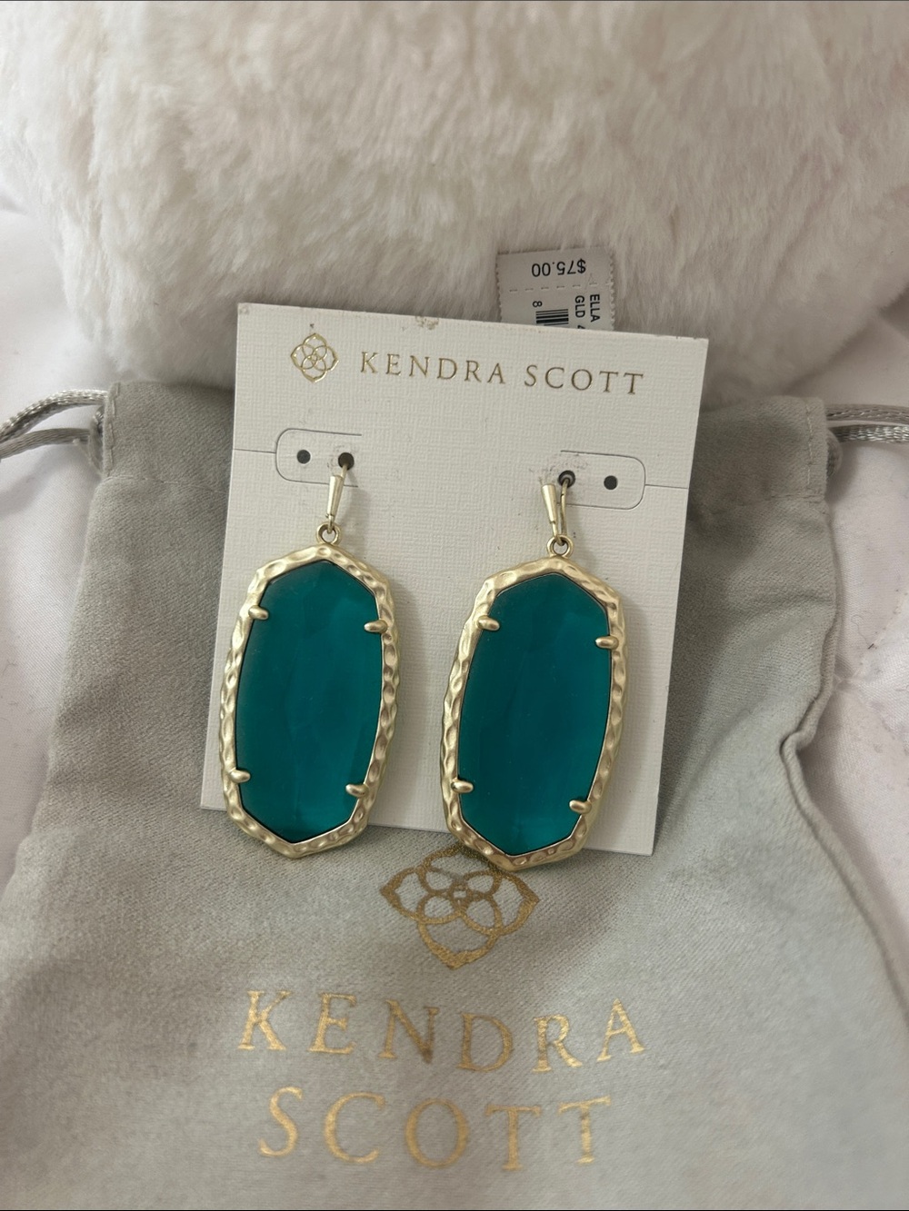 Kendra Scott Elle Gold Teal Drop Earrings NWT